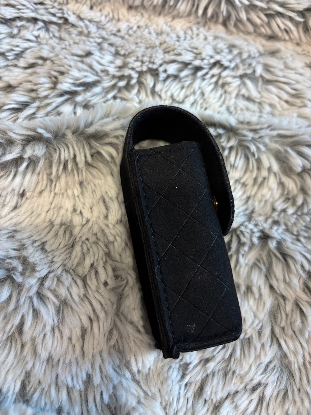 Chanel Velvet Lipstick Case-Luxury Quilted Black with Gold Button - Picture 3 of 6